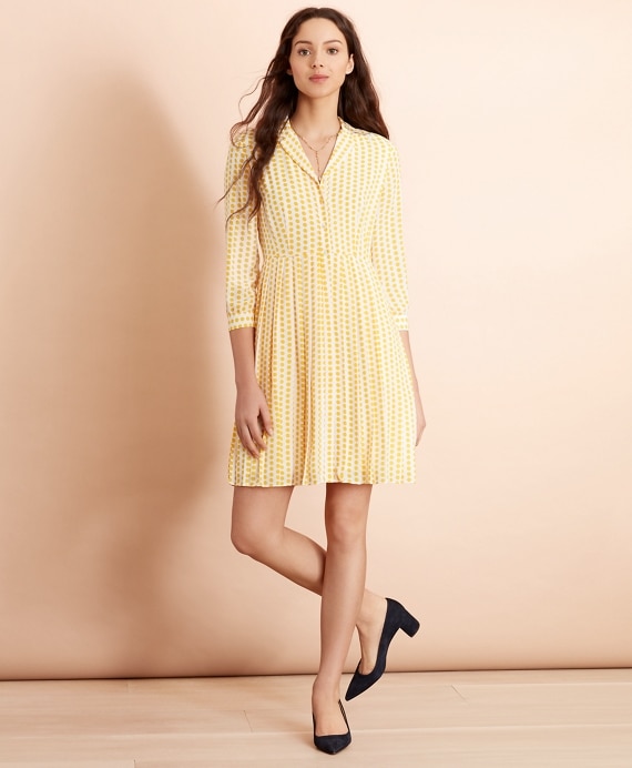 Polka-Dot Crepe Shirt Dress - Brooks Brothers Outlet