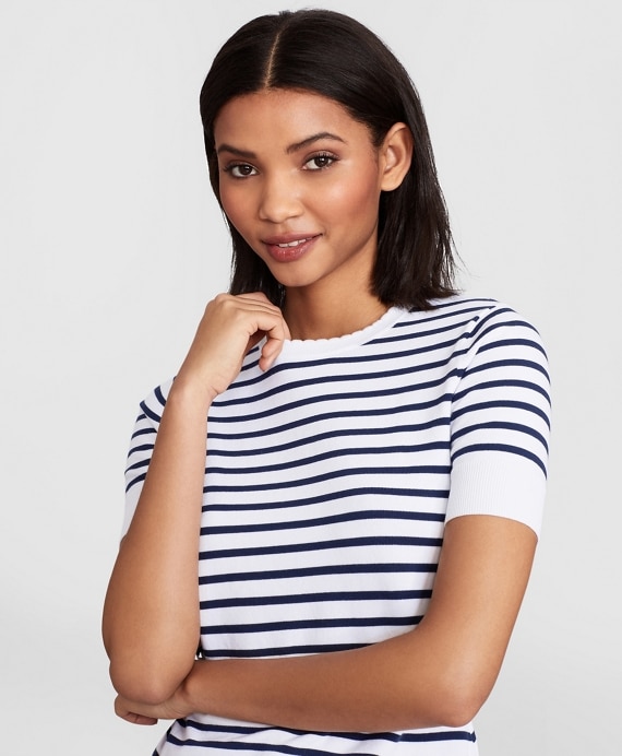 Striped Short-Sleeve Shell - Brooks Brothers Outlet