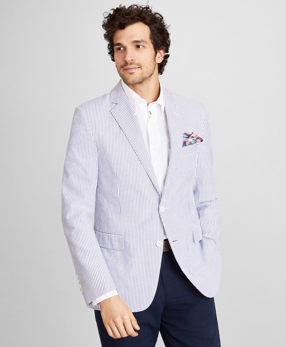 Regent Fit Stripe Seersucker Sport Coat - Brooks Brothers Outlet