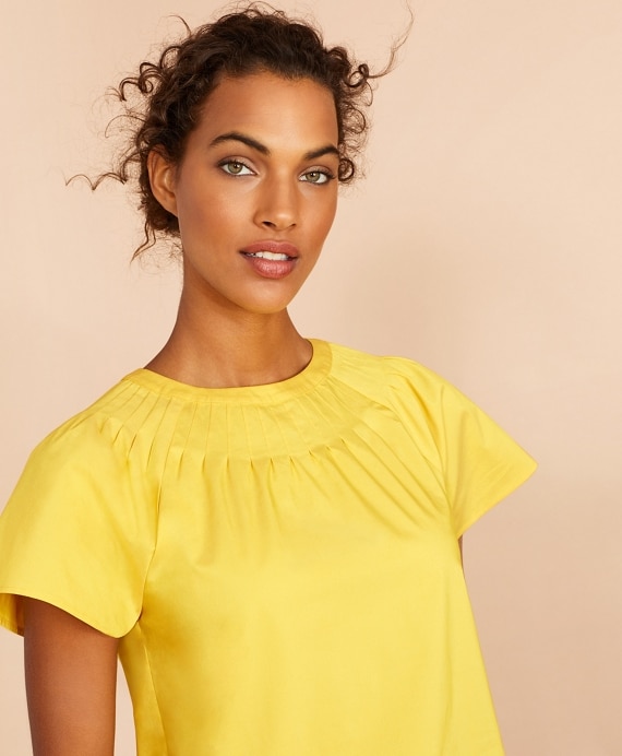 Pleated Poplin Blouse - Brooks Brothers Outlet