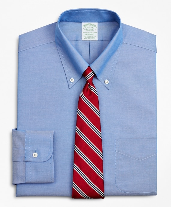 Stretch Milano Slim-Fit Dress Shirt, Non-Iron Pinpoint Button-Down Collar - Brooks Brothers Factory Outlet