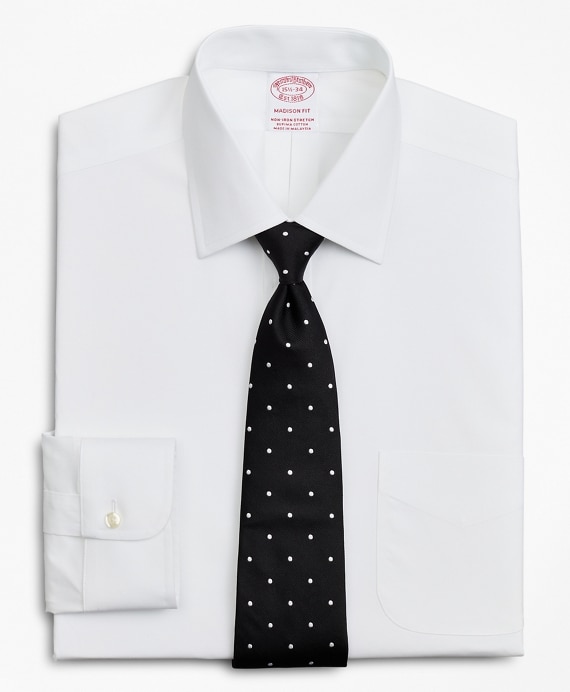 Stretch Madison Classic-Fit Dress Shirt, Non-Iron Poplin Ainsley Collar - Brooks Brothers Outlet