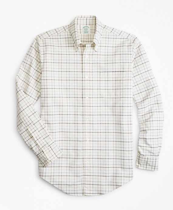 Milano Fit Oxford Windowpane Sport Shirt - Brooks Brothers Outlet