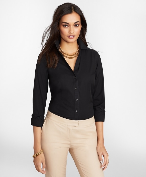 Non-Iron Stretch Supima&reg; Cotton Fitted Dress Shirt - Brooks Brothers Outlet