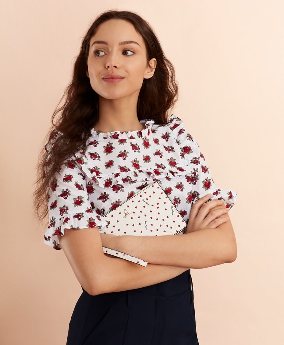 Heart-Print Saffiano Leather Wristlet Clutch - Brooks Brothers Outlet