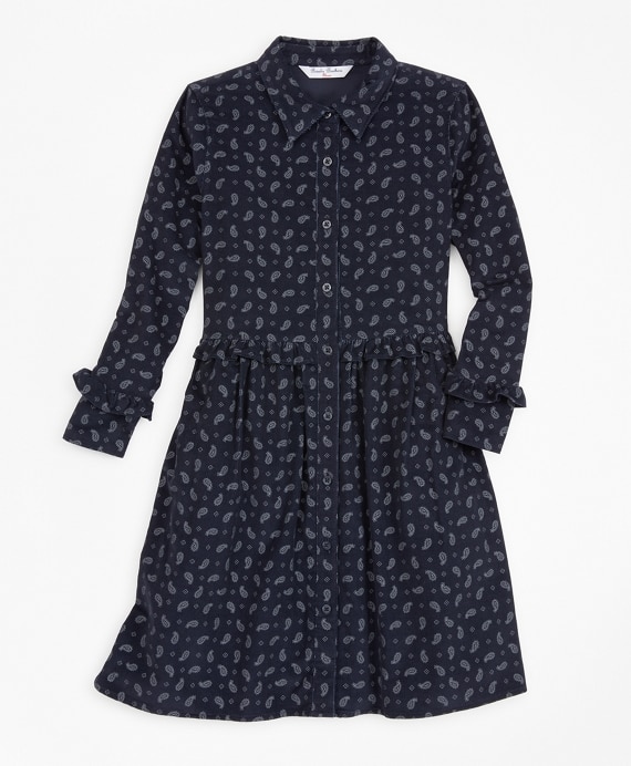 Girls Ruffle Corduroy Shirt Dress - Brooks Brothers Factory Outlet