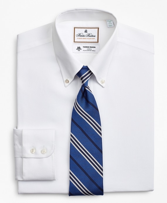 Luxury Collection Milano Slim-Fit Dress Shirt, Button-Down Collar Self-Stripe - Brooks Brothers Outlet