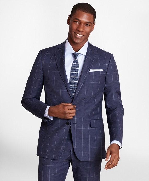 BrooksGate&trade; Regent-Fit Windowpane Wool Twill Suit Jacket - Brooks Brothers Outlet