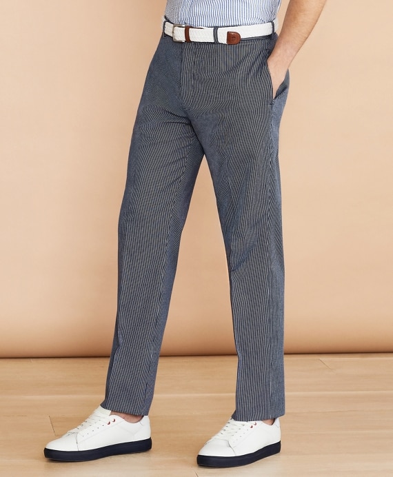Striped Cotton Stretch Trousers - Brooks Brothers Outlet