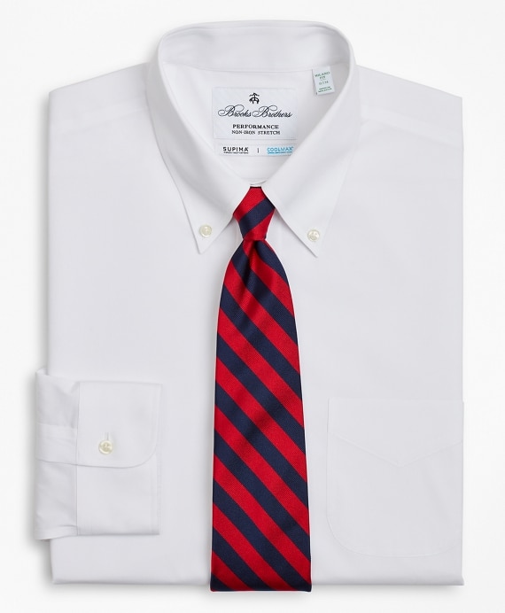 Milano Slim Fit Dress Shirt, Performance Non-Iron with COOLMAX&reg;, Button-Down Collar Twill - Brooks Brothers Outlet
