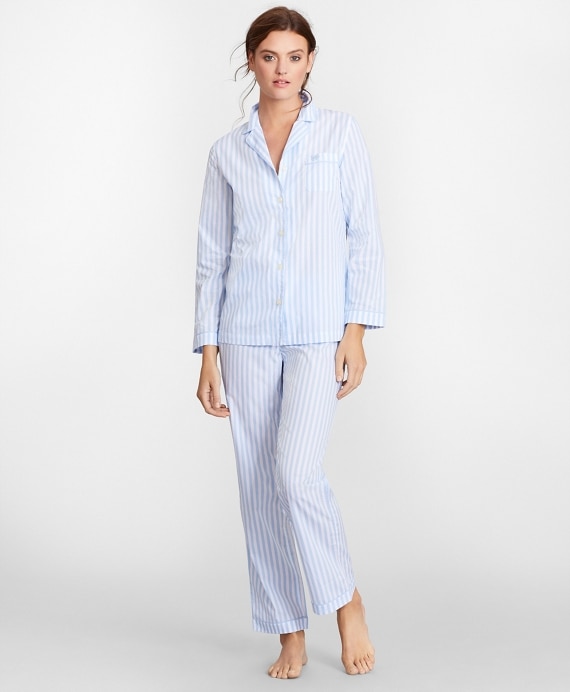 Striped Cotton Poplin Pajama Set - Brooks Brothers Factory Outlet