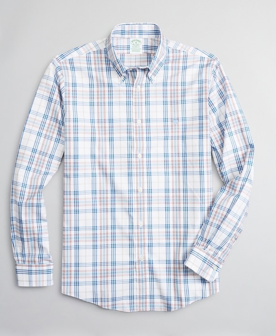 Stretch Milano Slim-Fit Sport Shirt, Non-Iron Multi-Plaid - Brooks Brothers Factory Outlet