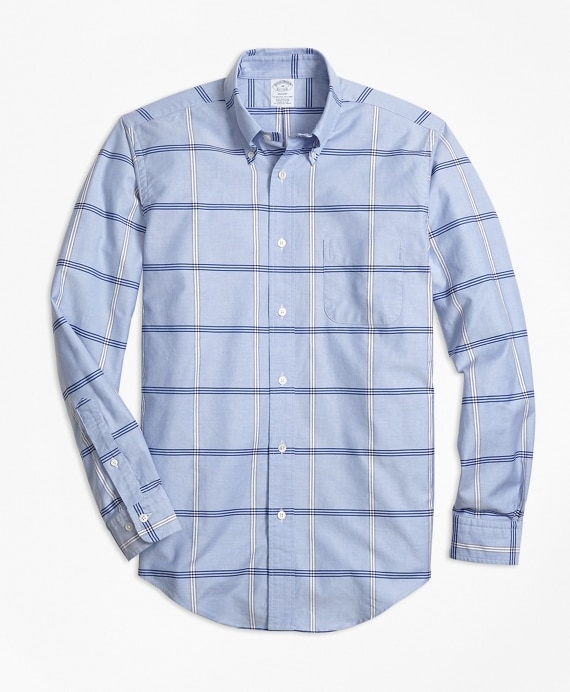 Regent Fit Oxford BB#1 Windowpane Sport Shirt - Brooks Brothers Outlet