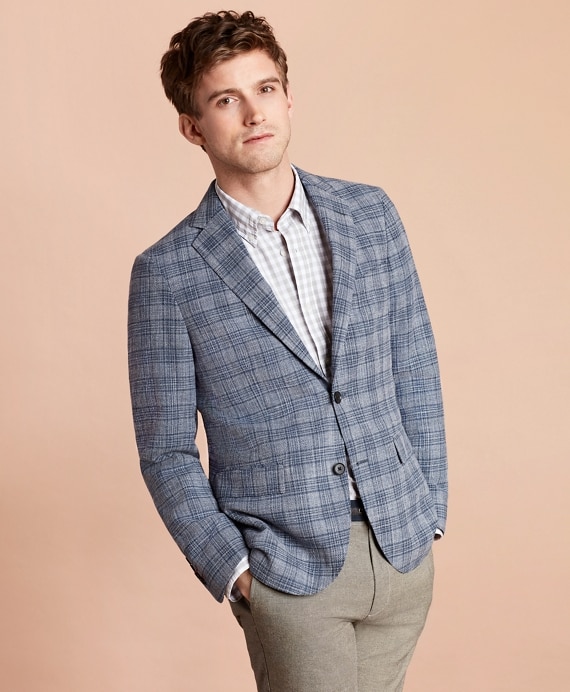 Multi-Plaid Cotton-Blend Dobby Sport Coat - Brooks Brothers Factory Outlet