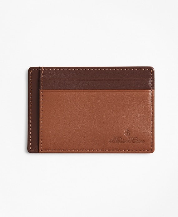 Embossed Leather Card Case Saddle Trim - Brooks Brothers Outlet