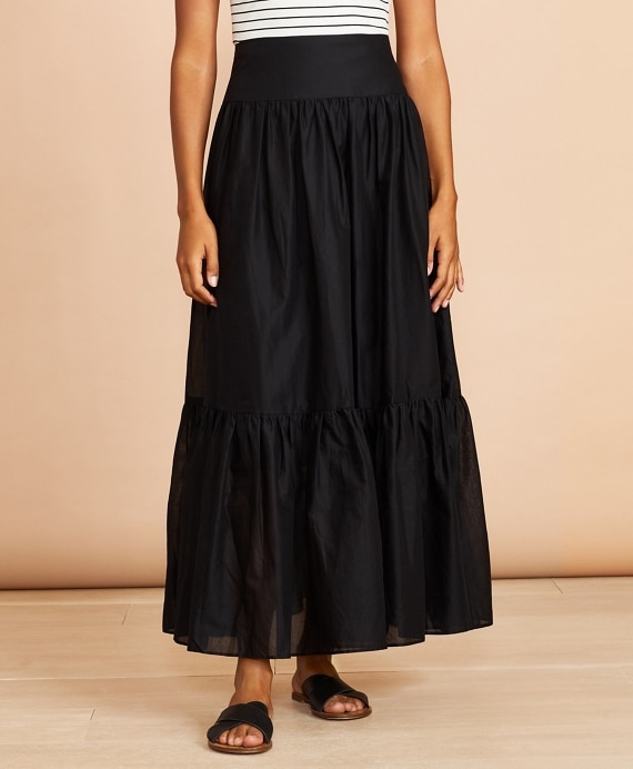 Flounced Cotton Maxi Skirt - Brooks Brothers Outlet