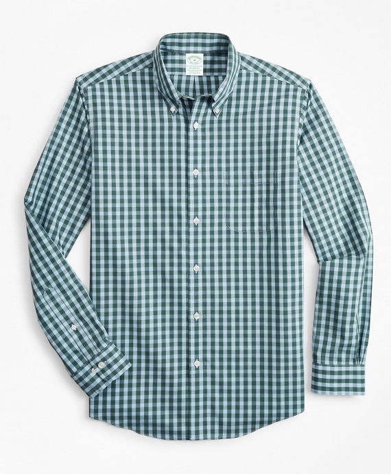 Stretch Milano Slim-Fit Sport Shirt, Non-Iron Gingham - Brooks Brothers Factory Outlet