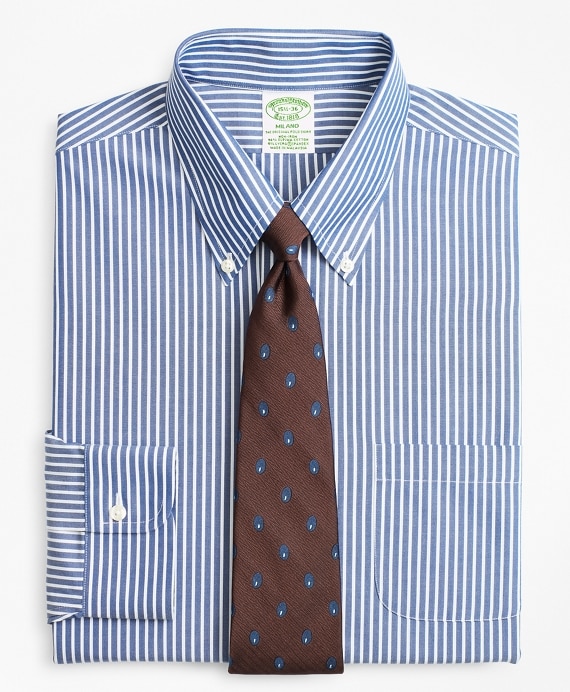 Stretch Milano Slim-Fit Dress Shirt, Non-Iron Ground Stripe - Brooks Brothers Outlet