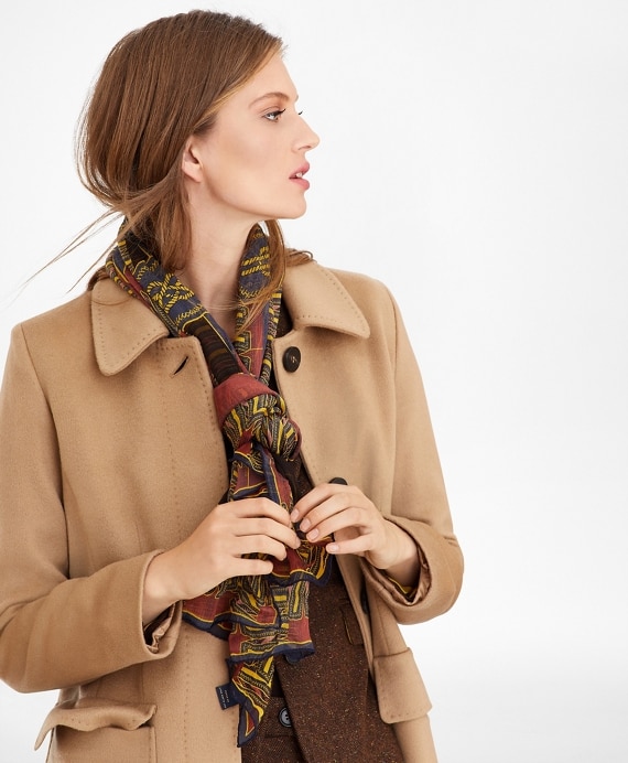 Knot-Print Silk Chiffon Oblong Scarf - Brooks Brothers Outlet