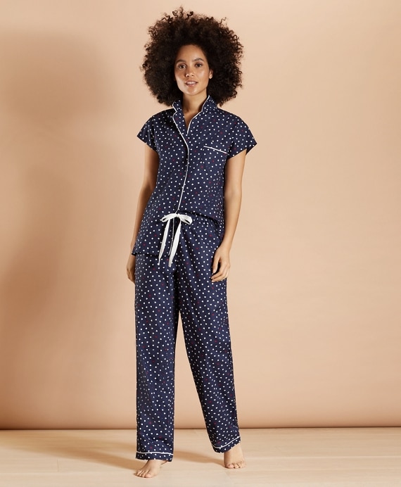 Heart-Print Supima&reg; Cotton Poplin Pajamas - Brooks Brothers Factory Outlet