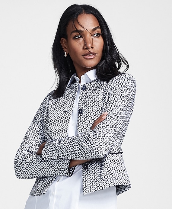 Petite Floral Jacquard Cropped Jacket - Brooks Brothers Outlet