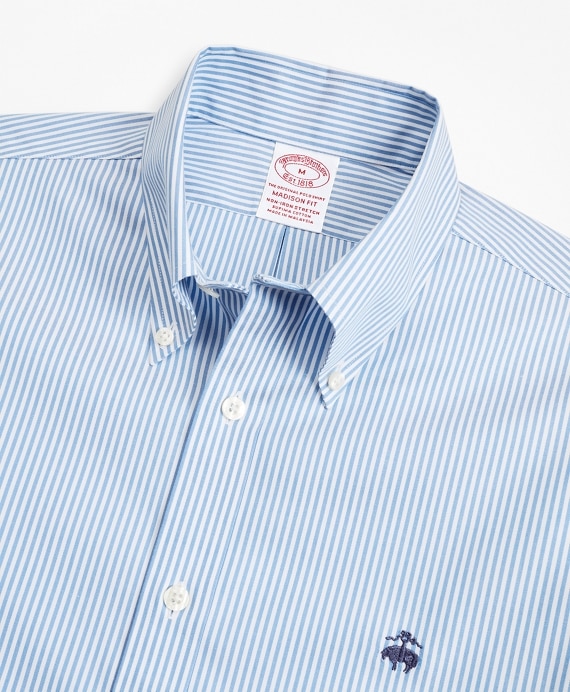 Stretch Madison Classic-Fit Sport Shirt, Non-Iron Stripe - Brooks Brothers Outlet
