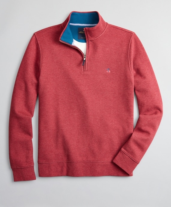 Brushed French Terry Half-Zip - Brooks Brothers Outlet