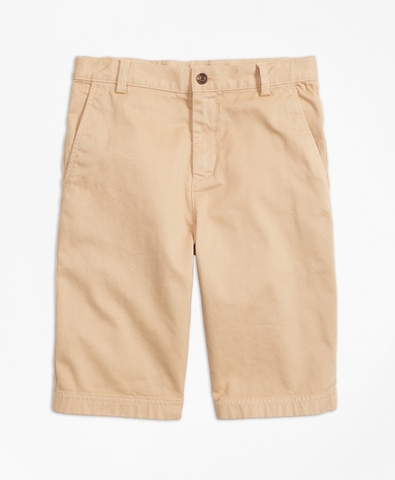 Boys Washed Cotton Stretch Chino Shorts - Brooks Brothers Factory Outlet