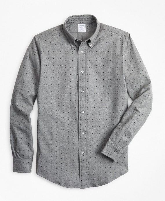 Regent Fit Dot Print Flannel Sport Shirt - Brooks Brothers Outlet