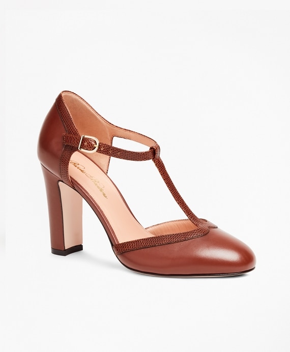 Leather T-Strap Pumps - Brooks Brothers Outlet