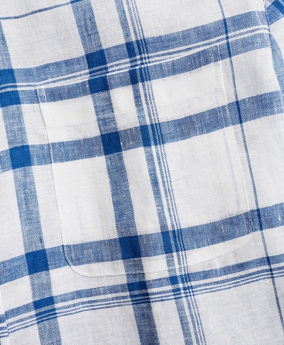 Milano Slim-Fit Sport Shirt, Irish Linen Plaid - Brooks Brothers Outlet