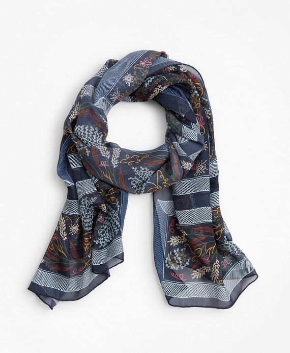 Floral-Print Silk Square Scarf - Brooks Brothers Outlet