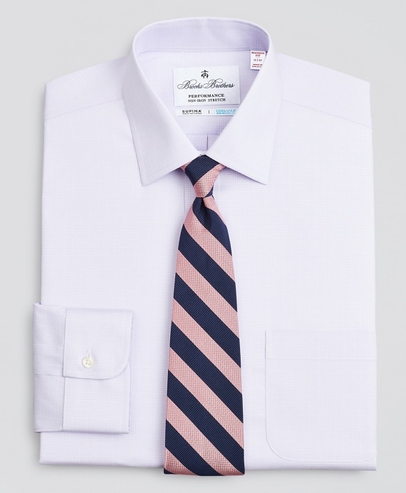 Madison Classic-Fit Dress Shirt, Performance Non-Iron with COOLMAX&reg;, Ainsley Collar Twill Check - Brooks Brothers Outlet