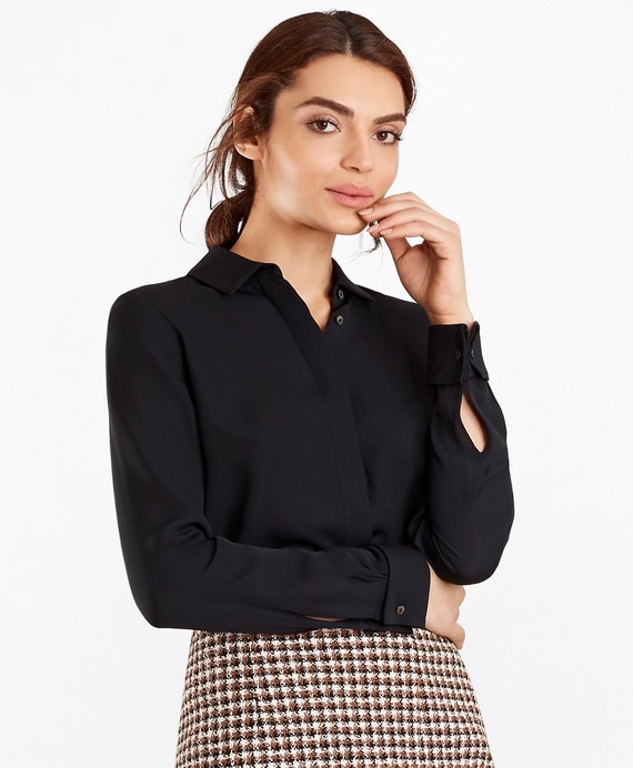 Silk Georgette French Cuff Shirt - Brooks Brothers Outlet