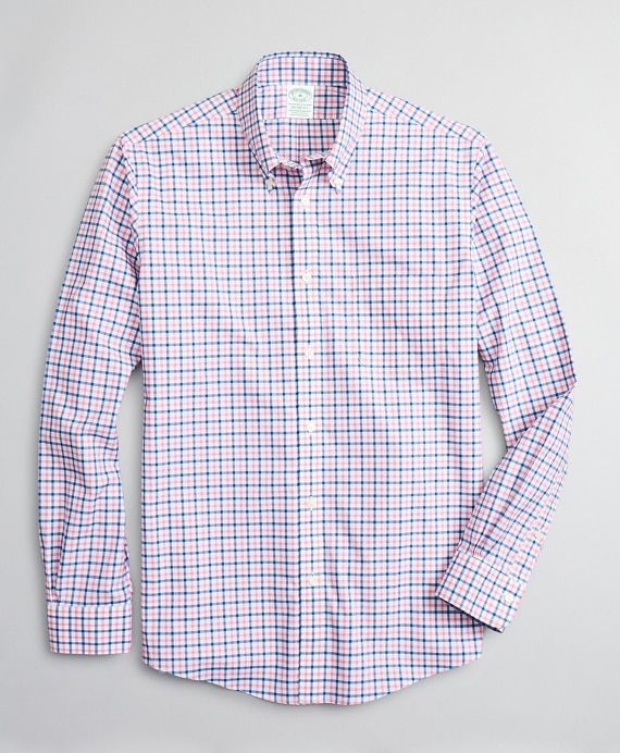Stretch Milano Slim-Fit Sport Shirt, Non-Iron Windowpane - Brooks Brothers Outlet