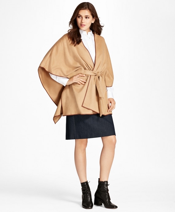 Leather-Trimmed Cashmere Kimono - Brooks Brothers Factory Outlet