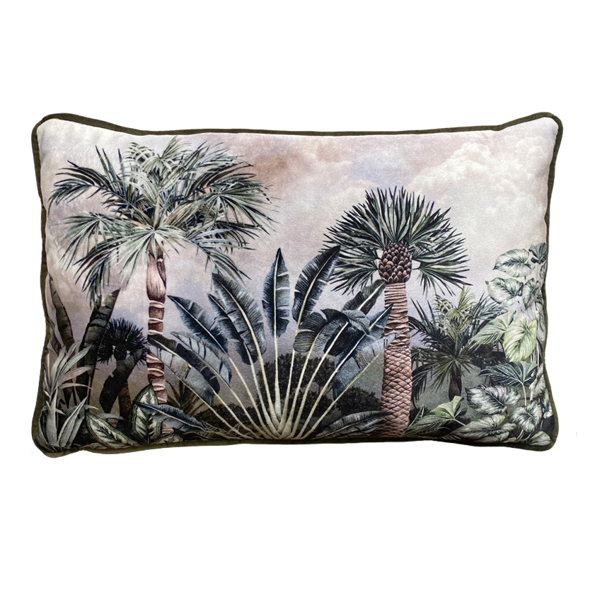 Rainforest Piped Velvet Cushion Cover