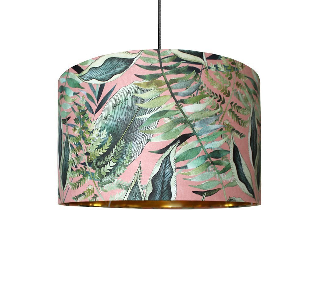 Blush Tropical Gold Lined Lampshade