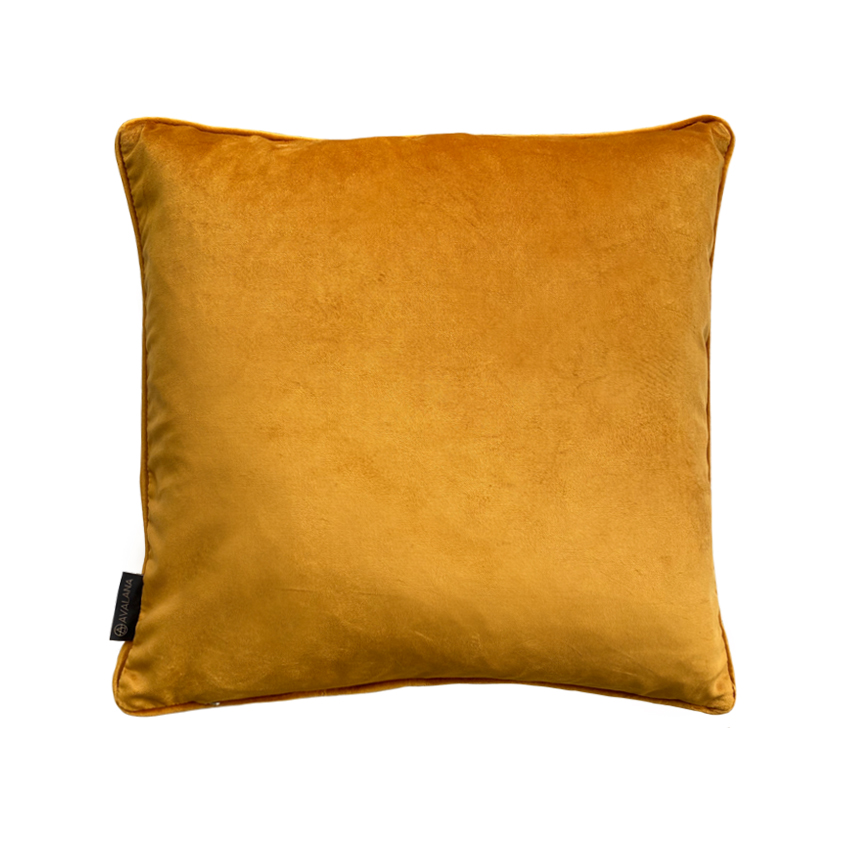 Natural Leo Piped Velvet Cushion Cover