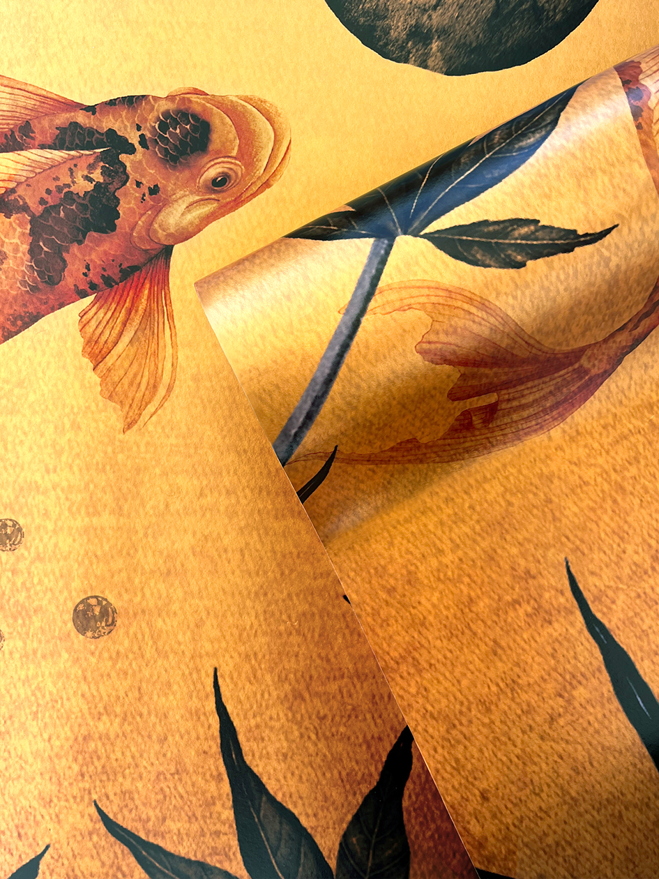 Koi Kin Metallic Gold Wallpaper