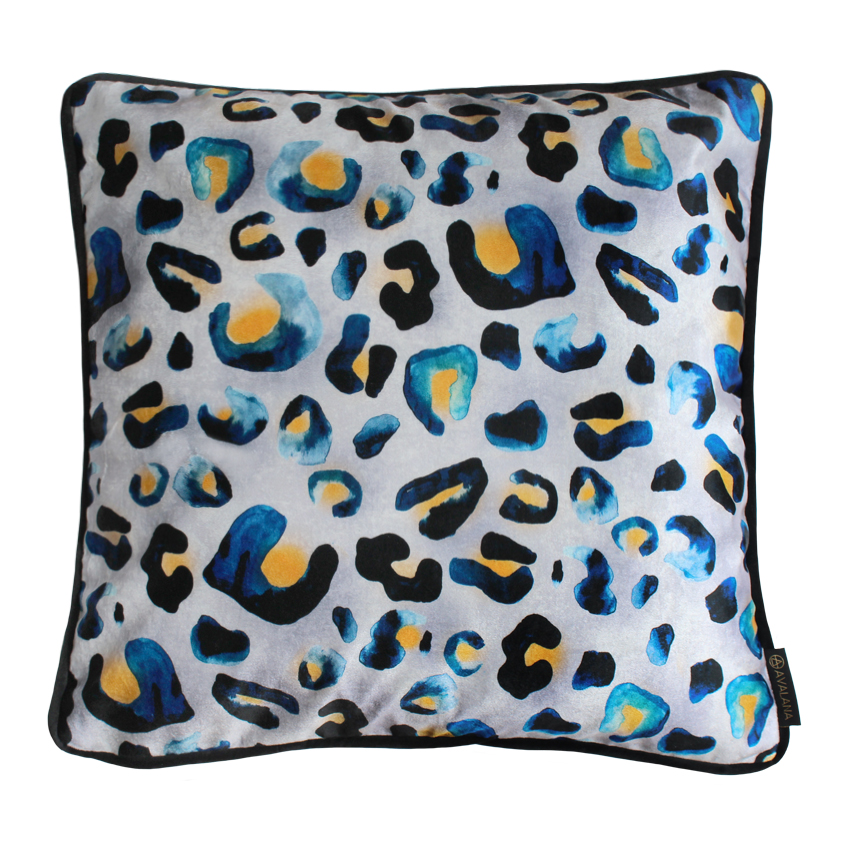 Indigo Leo Piped Velvet Cushion Cover
