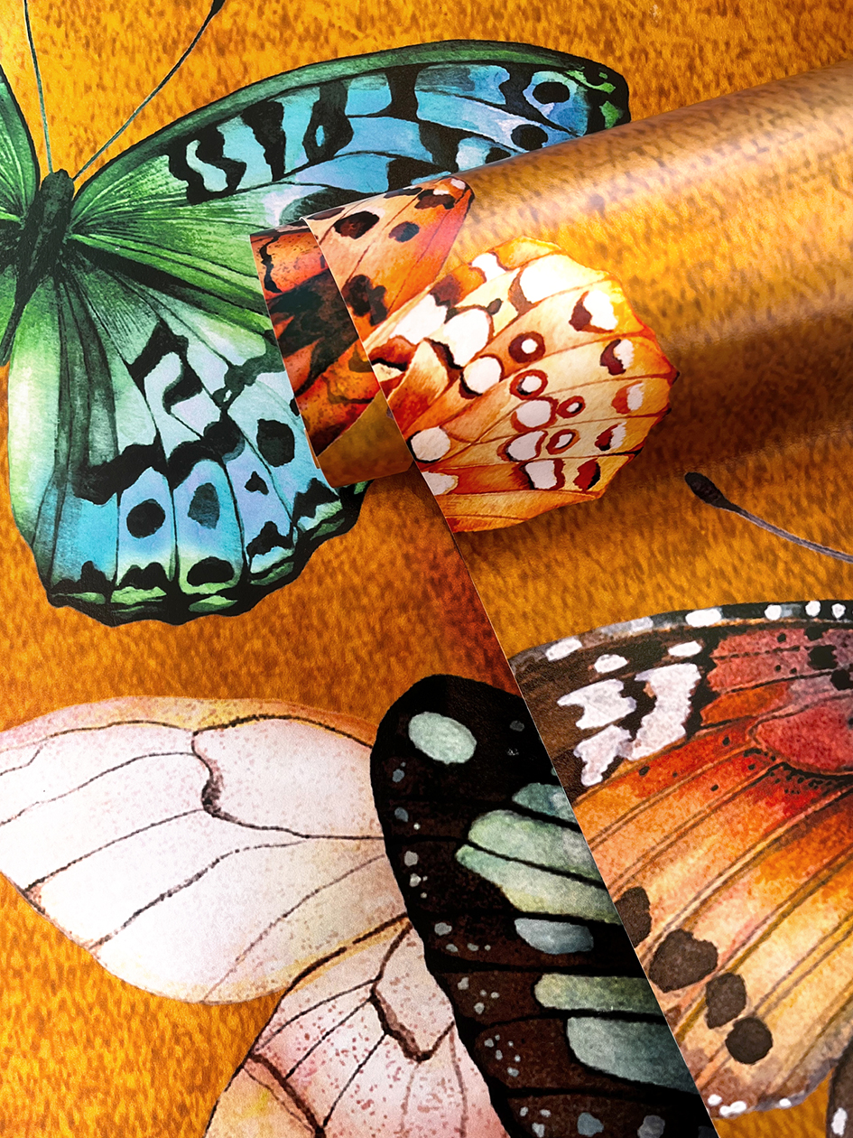 Papilio Parade Gold Metallic Wallpaper