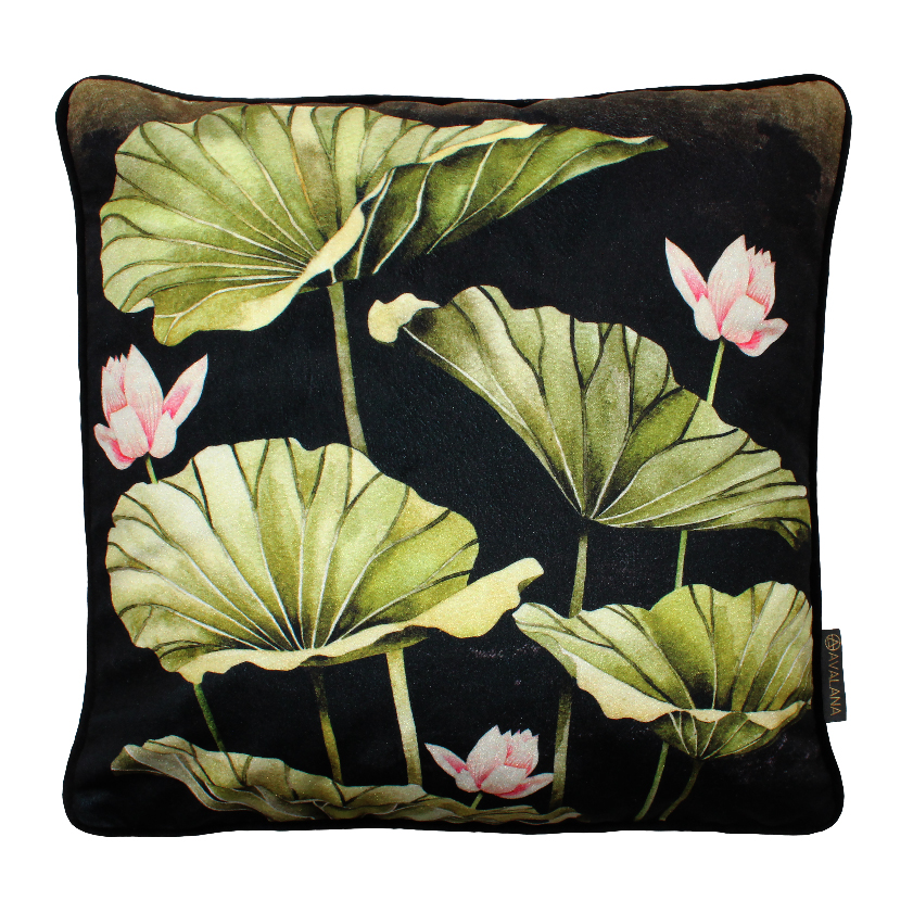 Lily Pads Piped Velvet Cushion Cover