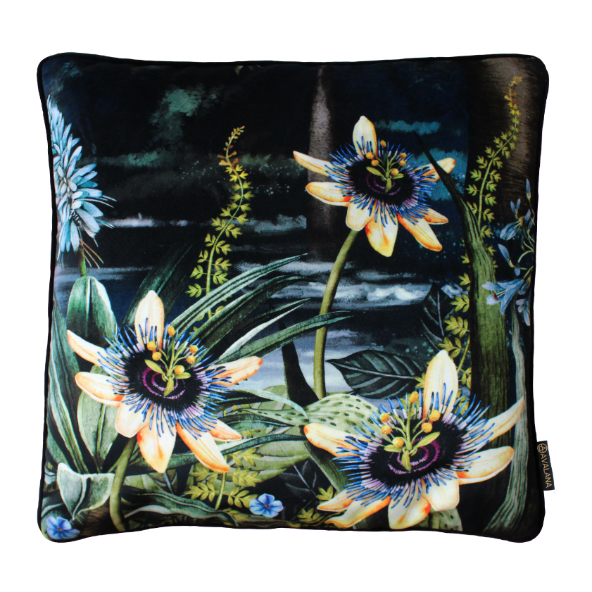 Madagascar Floral Piped Velvet Cushion Cover