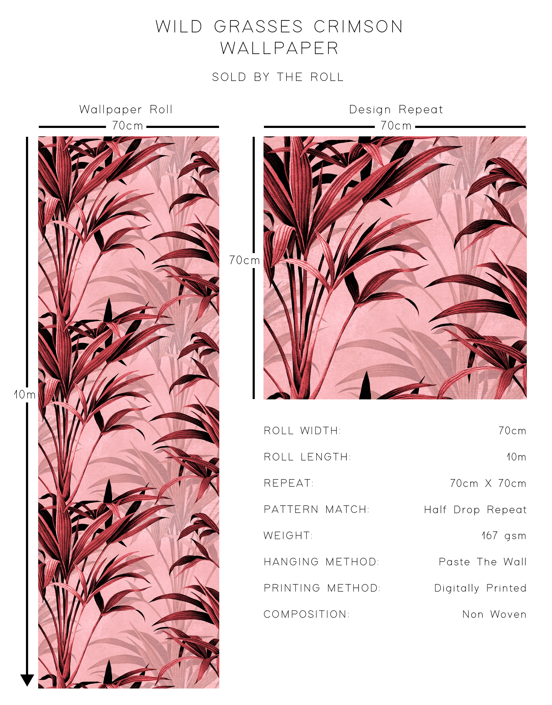 Wild Grasses Crimson Wallpaper