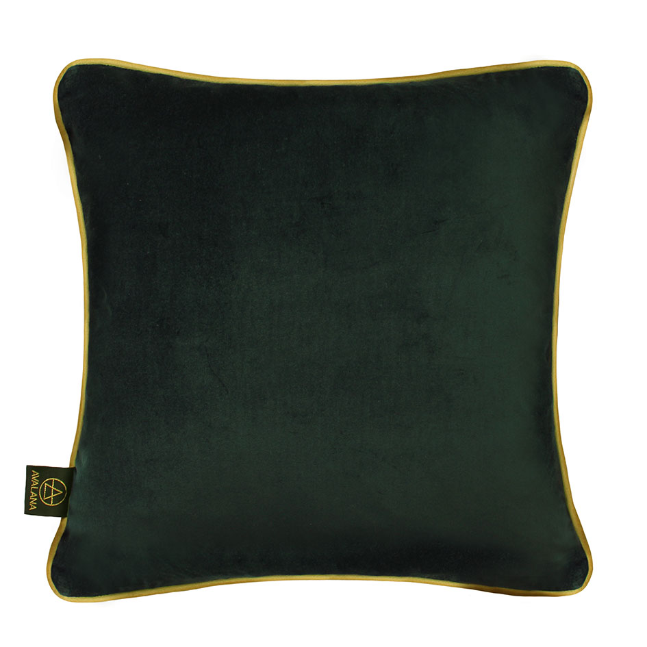 Sariska Jungle Olive Piped Velvet Cushion Cover