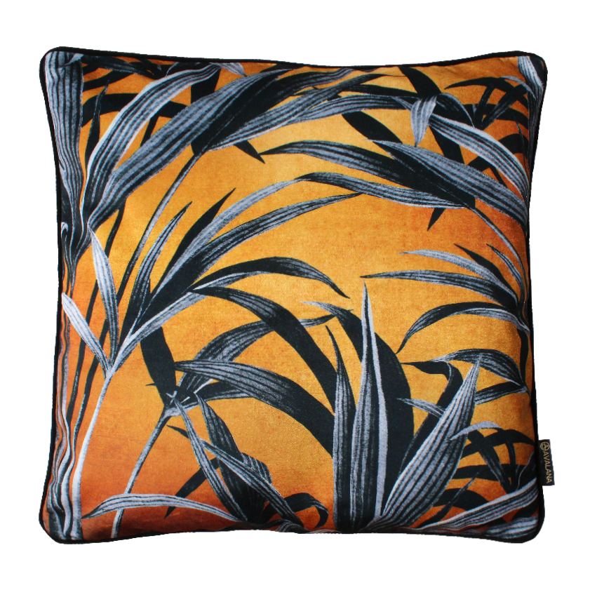 Wild Grasses Gold Piped Velvet Cushion Cover