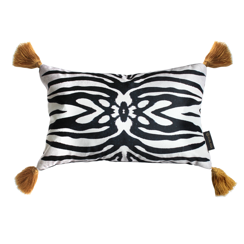 Zebra Tassel Velvet Cushion Cover