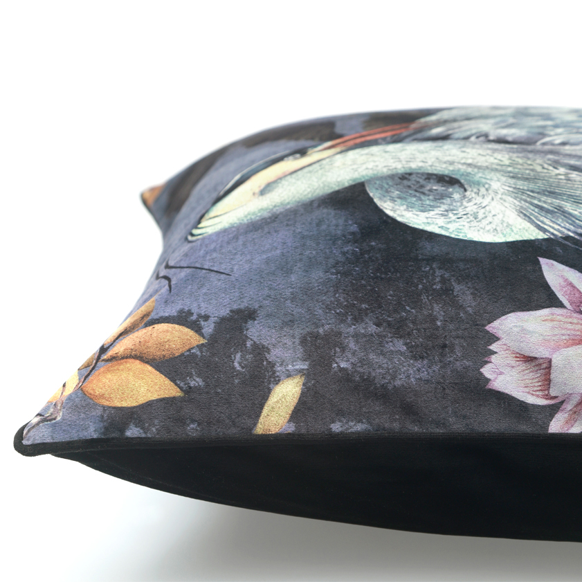 Midnight Orient Piped Velvet Cushion Cover