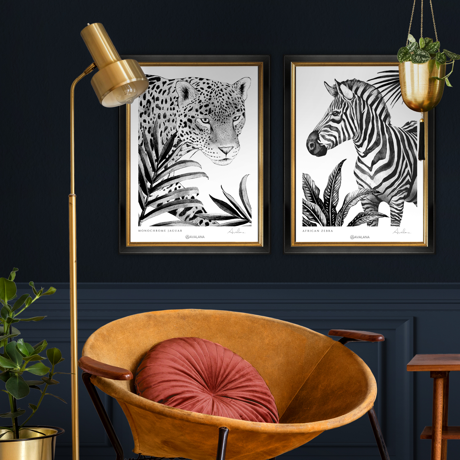 Monochrome Jaguar Art Print